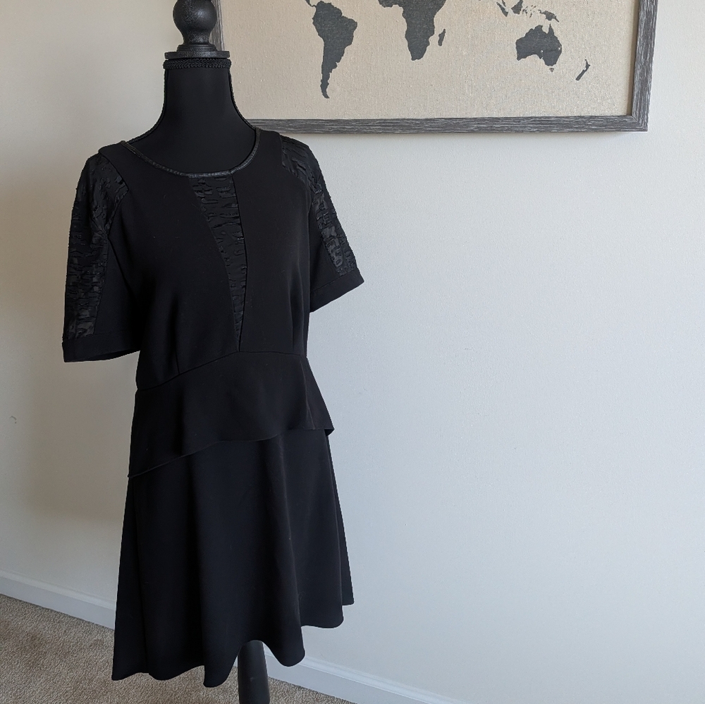 W118 by Walter Baker Black Mini Dress W/ Peplum Detail